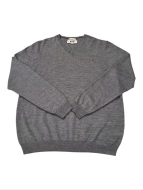 ✨2/$25 Joseph Abboud~Fine Merino Wool~V-neck~Men Sweater~Light Grey~Timeless~XL